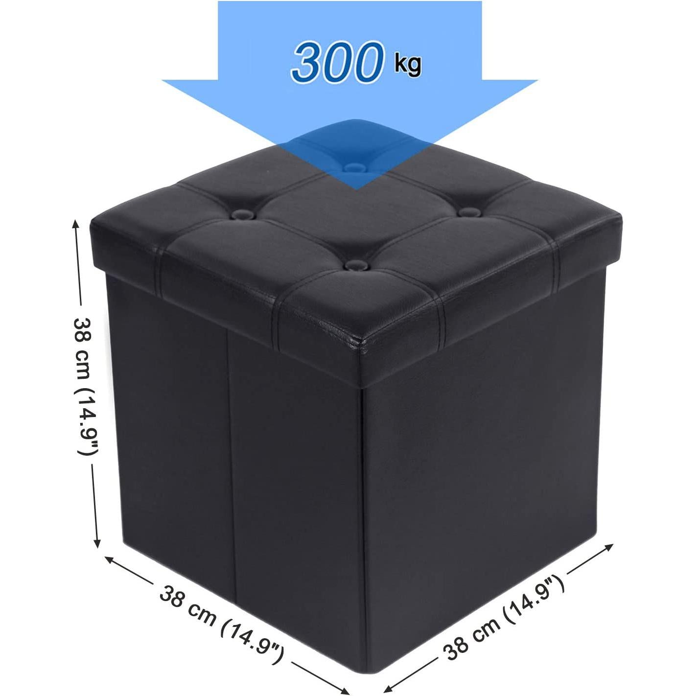 Sklopivi tabure za pohranu , nosivosti 300kg, crna, 38x38x38 cm, crne boje | SONGMICS-vitahome.hr