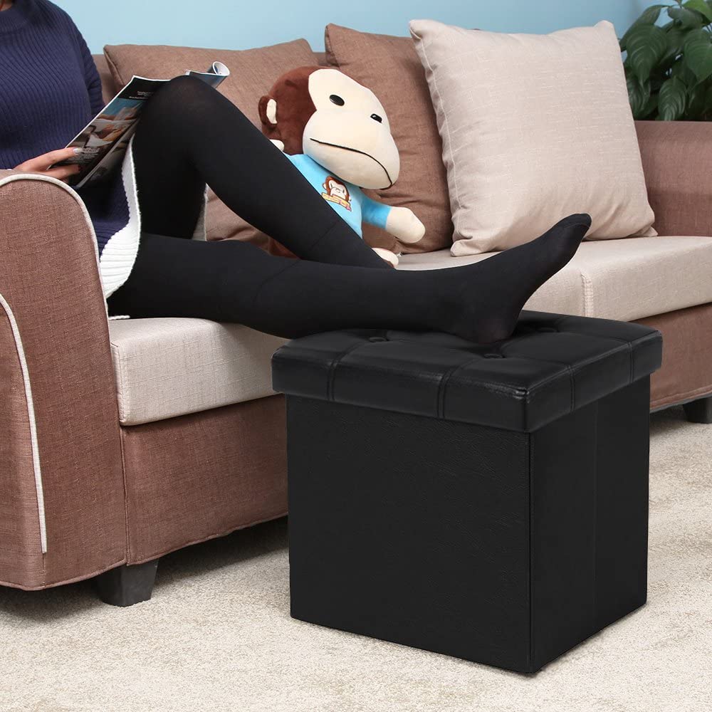 Sklopivi tabure za pohranu , nosivosti 300kg, crna, 38x38x38 cm, crne boje | SONGMICS-vitahome.hr