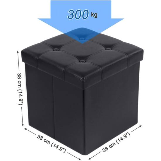 Sklopivi tabure za pohranu , nosivosti 300kg, crna, 38x38x38 cm, crne boje | SONGMICS-vitahome.hr