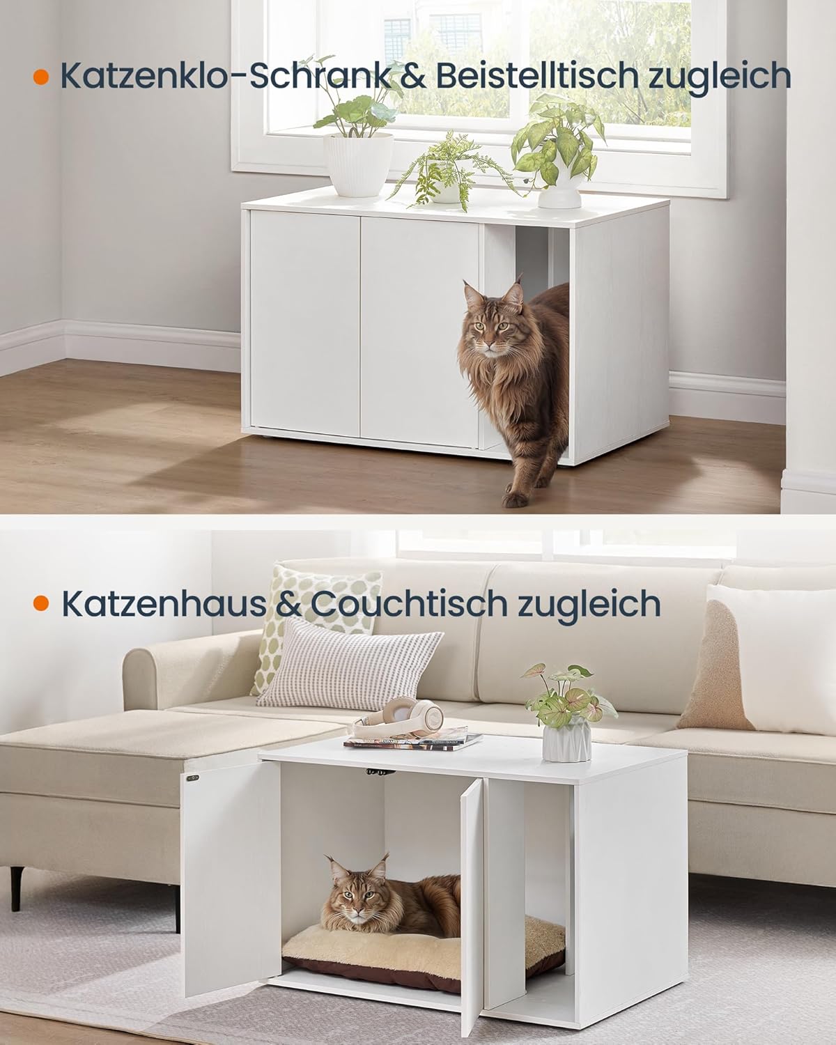 Skriveni WC za mačke, kućica za mačke, 80 x 50 x 50 cm, bijela | SONGMICS-SONGMICS-Vita Home