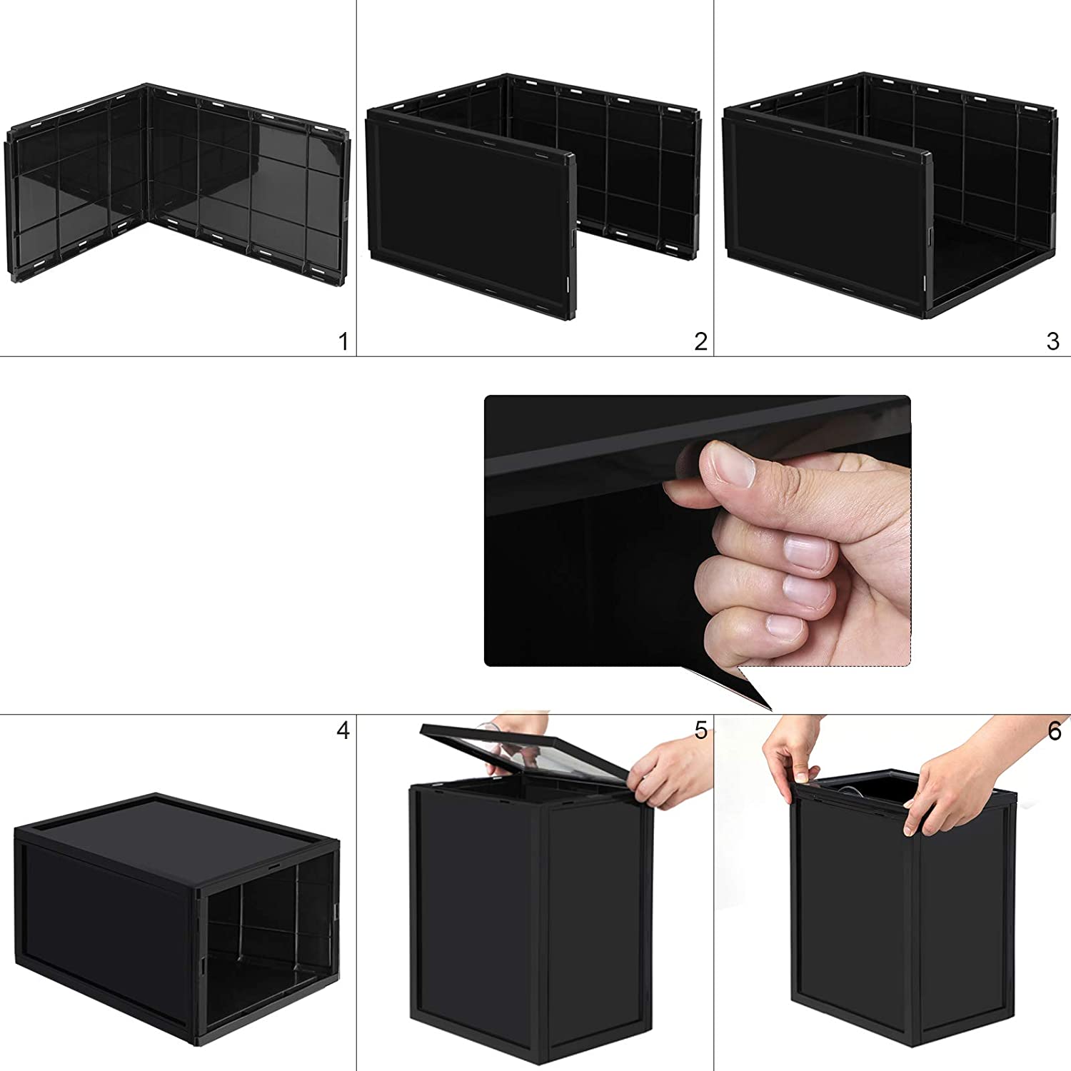 Složive plastične kutije za cipele, set od 6 komada, crne | SONGMICS-vitahome.hr