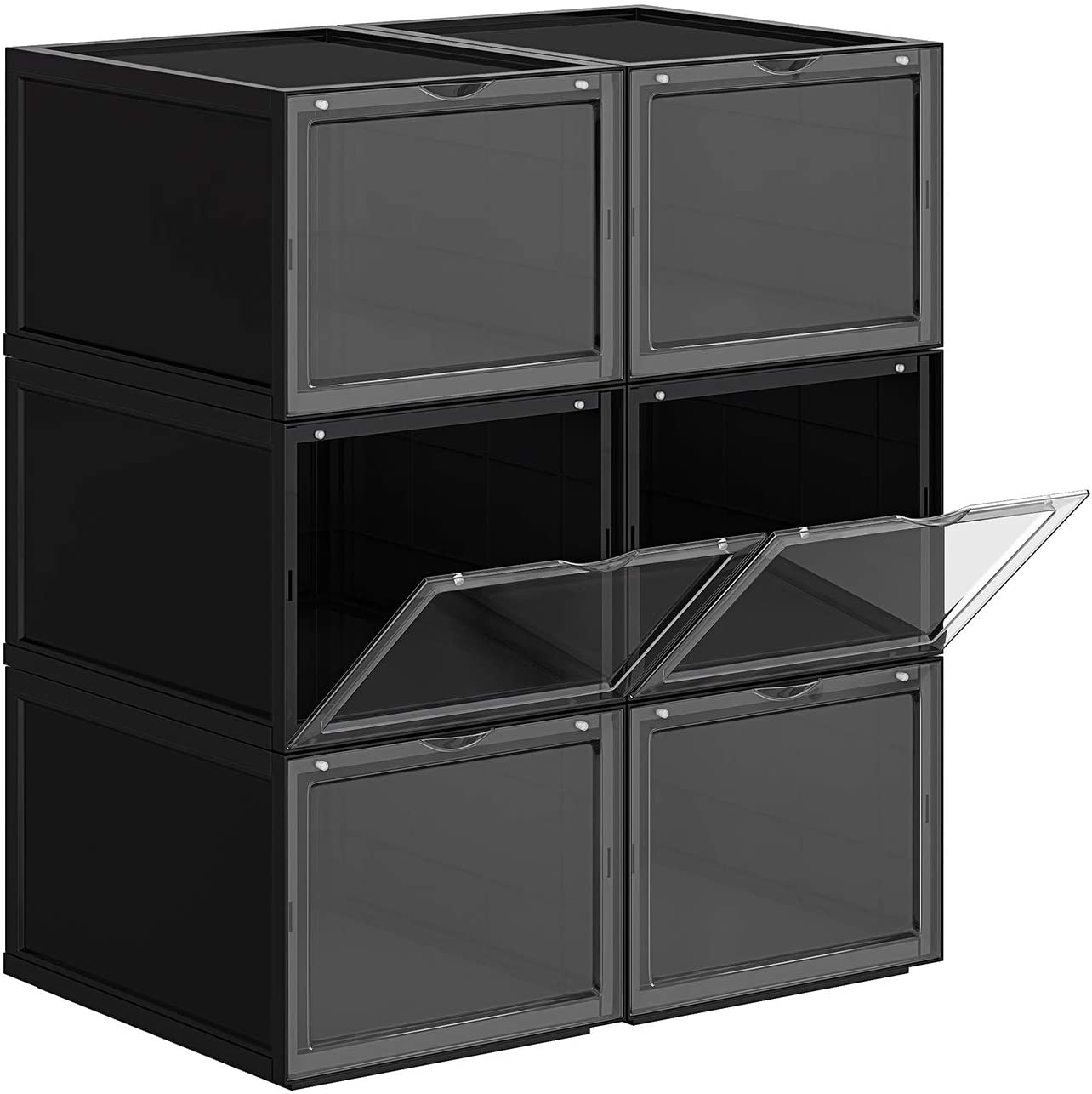Složive plastične kutije za cipele, set od 6 komada, crne | SONGMICS-vitahome.hr