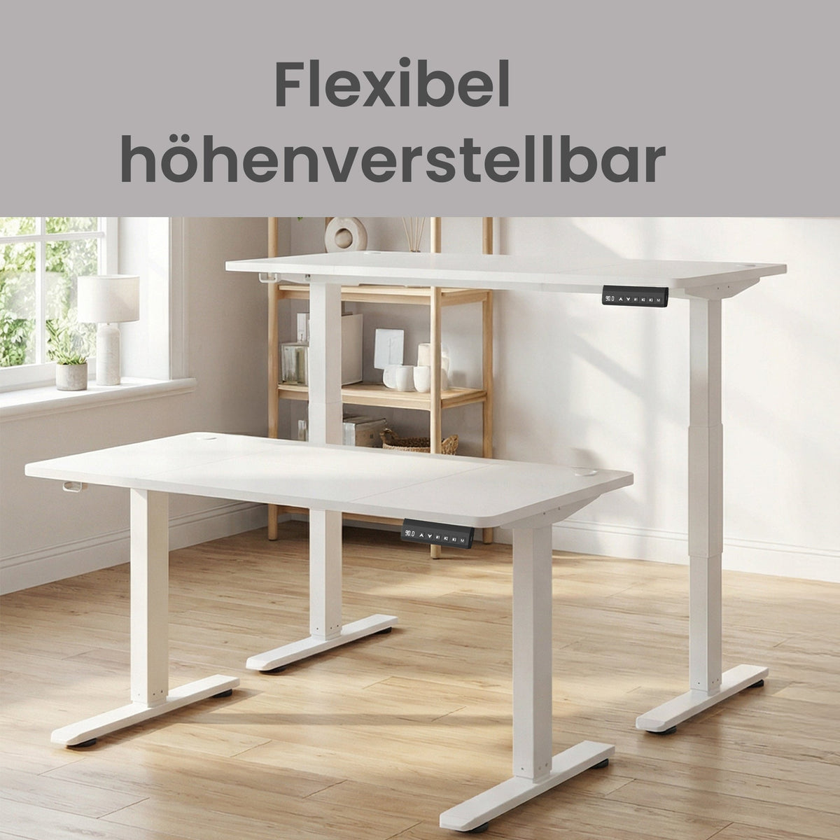 SONGMICS električni stol za sjedenje i stajanje, 180x80 cm, oblačno bijela
