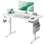 SONGMICS električni stol za stajanje s USB-C priključkom, 100 x 60 cm, mat bijela