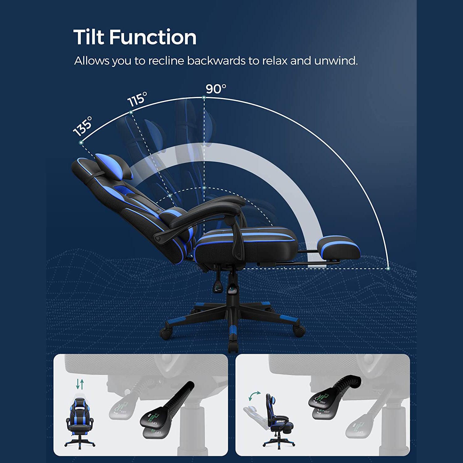 Songmics Gaming stolica, uredska stolica s naslonom za glavu, ergonomska | SONGMICS-vitahome.hr