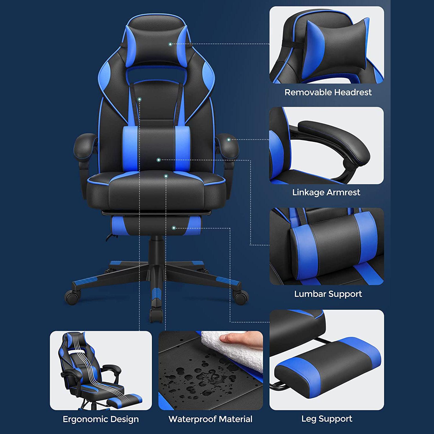Songmics Gaming stolica, uredska stolica s naslonom za glavu, ergonomska | SONGMICS-vitahome.hr