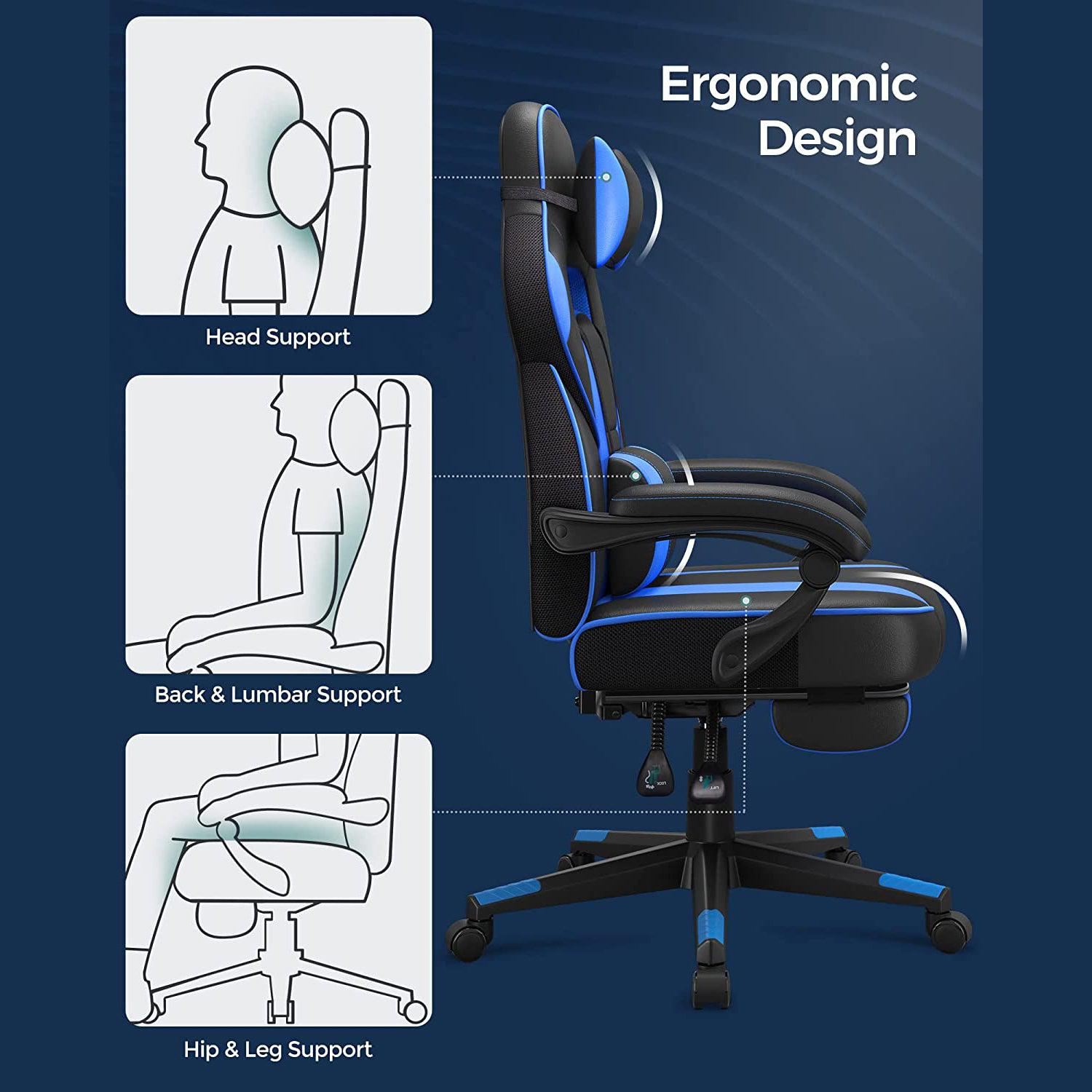 Songmics Gaming stolica, uredska stolica s naslonom za glavu, ergonomska | SONGMICS-vitahome.hr