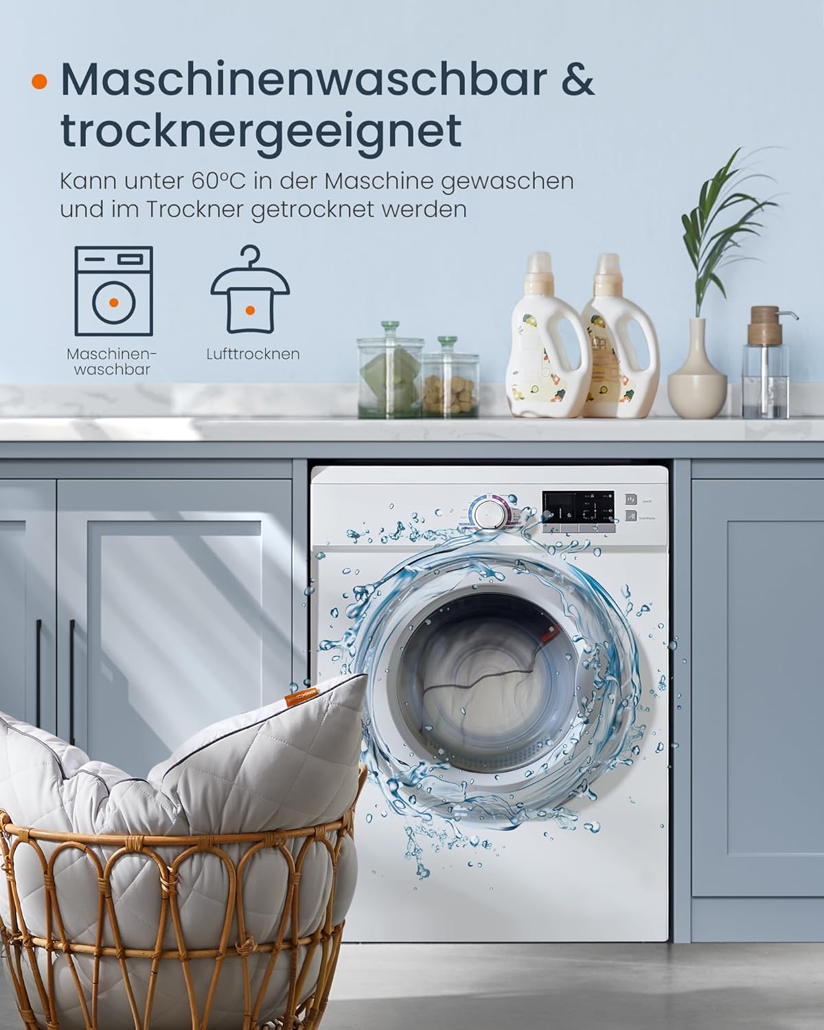 SONGMICS HOME jastuk, dvostrana uporaba, 80 × 80 cm, svijetlosiva