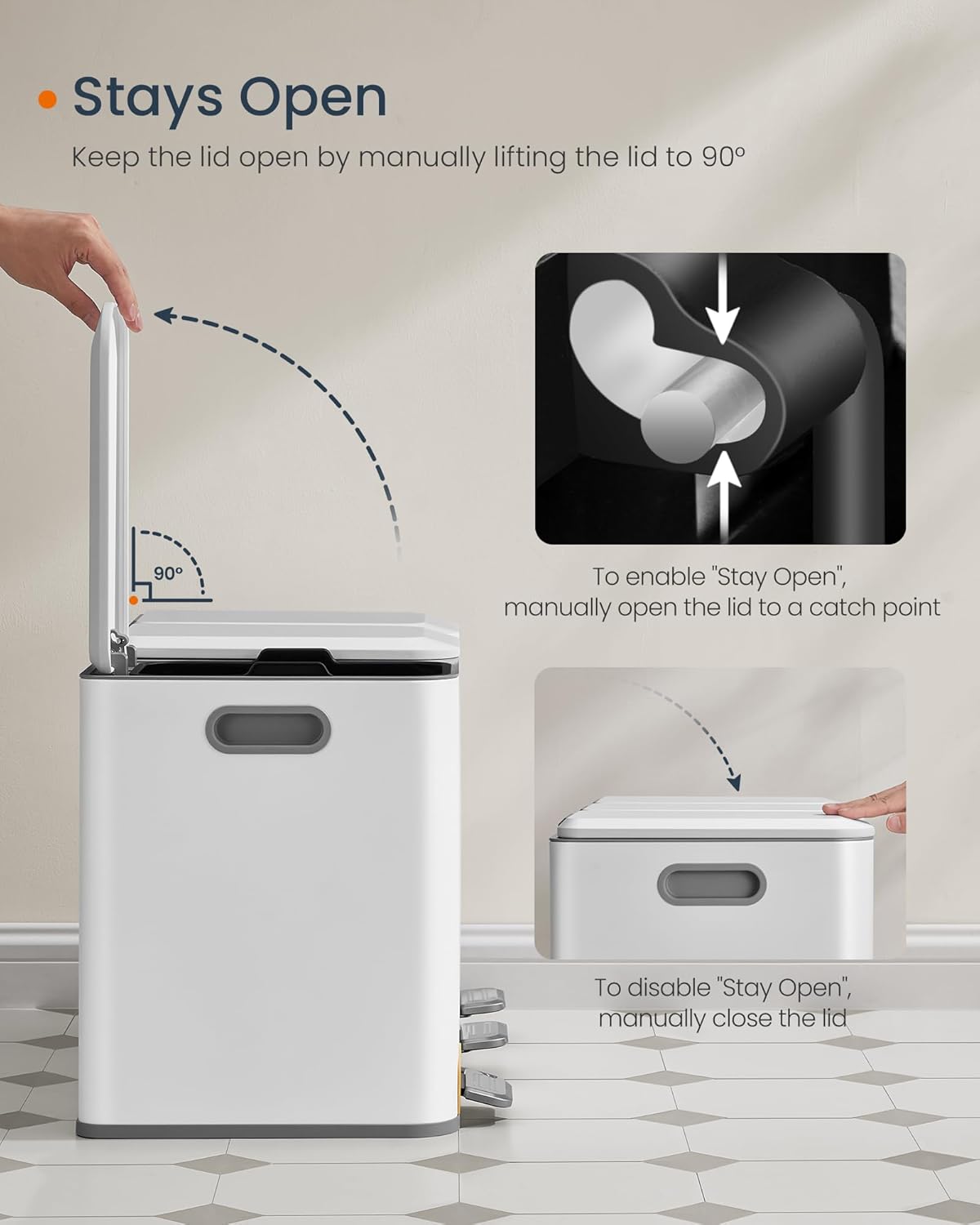 SONGMICS HOME kuhinjska kanta za razdvojeno smeće s 3 pretinca, 45 L (3x15L), crna