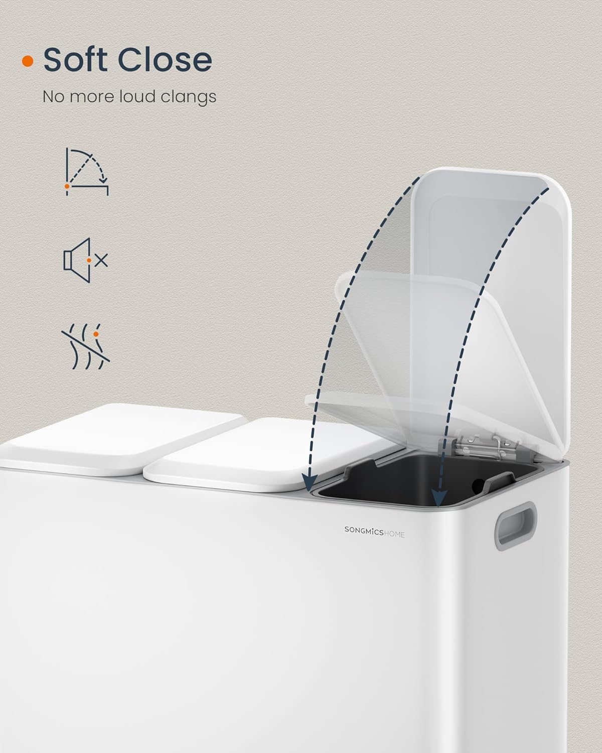 SONGMICS HOME kuhinjska kanta za razdvojeno smeće s 3 pretinca, 45 L (3x15L), crna