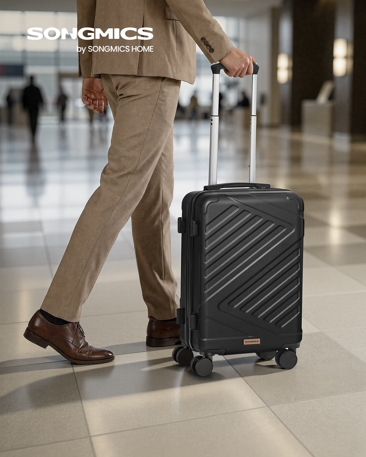 SONGMICS kabinski kovčeg s TSA bravom, 55 cm, kolekcija TREVO, tintno crna