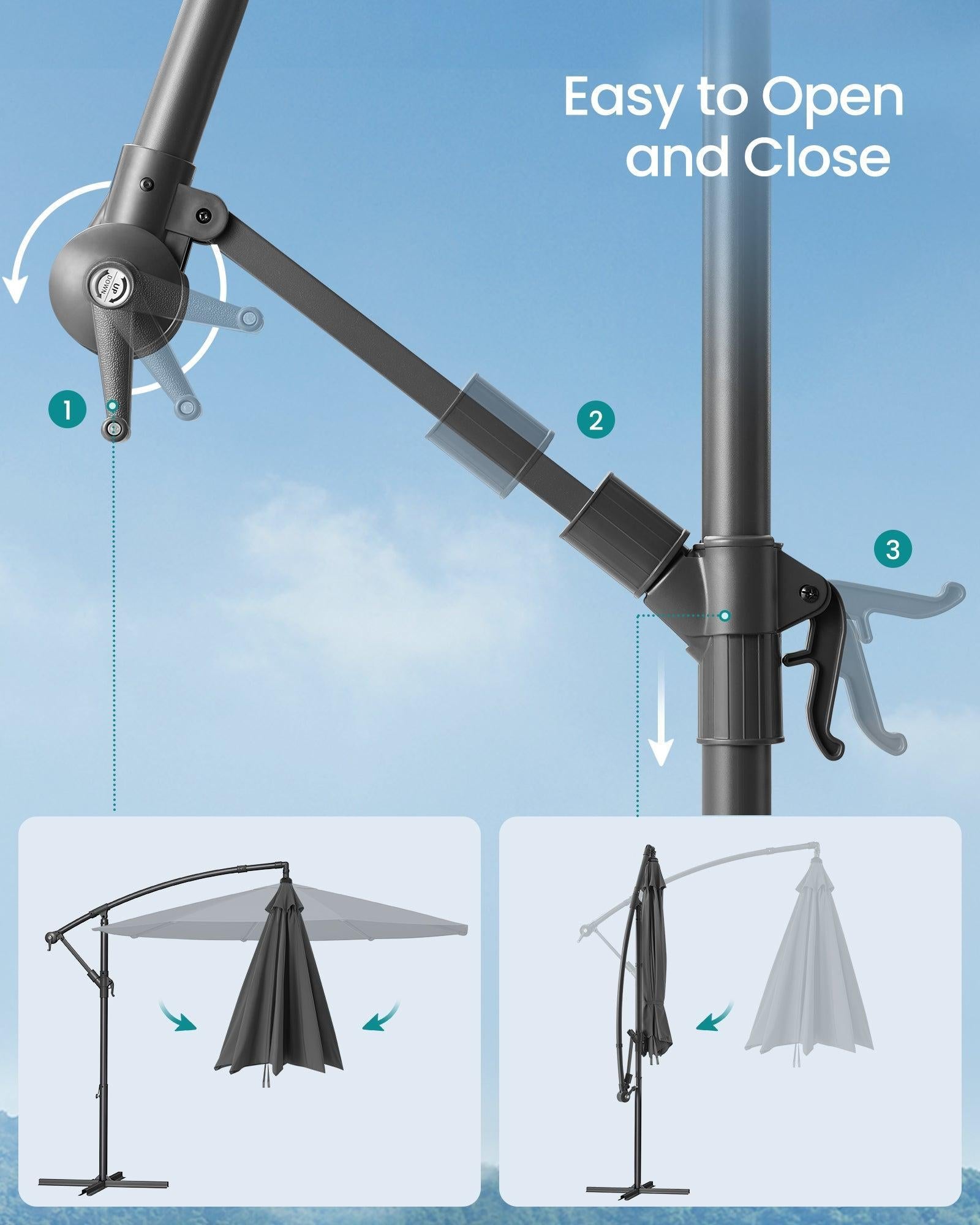 SONGMICS konzolni vrtni suncobran, 3 m, sivi