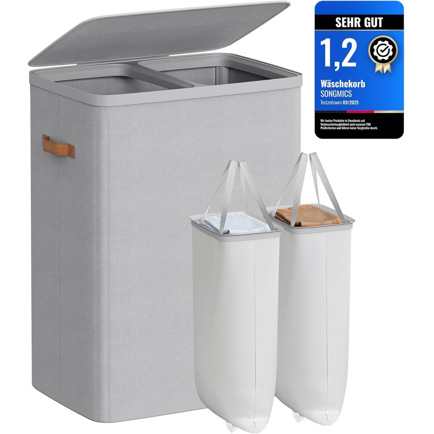 SONGMICS košara za rublje 170 L, 56 × 40 × 75 cm, siva