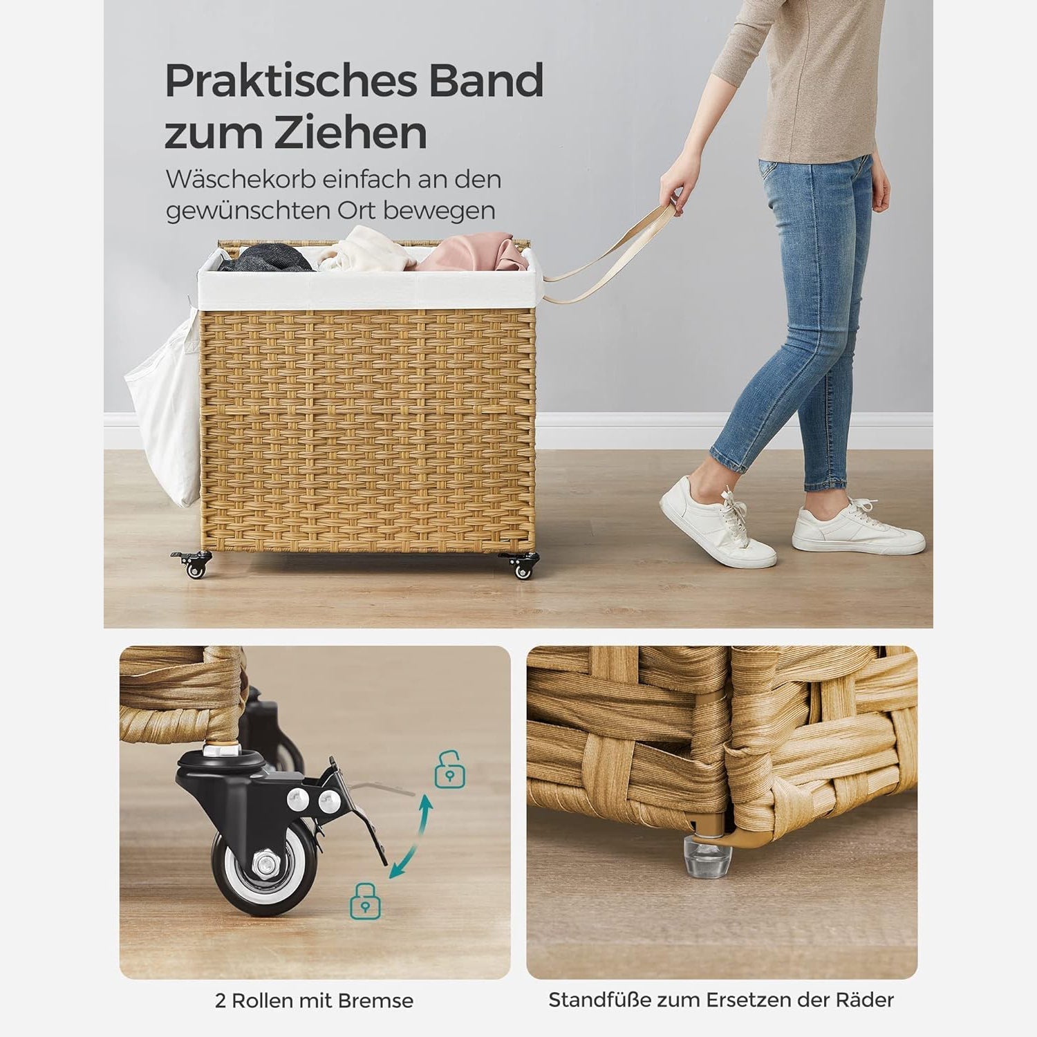 SONGMICS košara za rublje s poklopcem, 160 L, korpa za rublje, natural | SONGMICS-vitahome.hr
