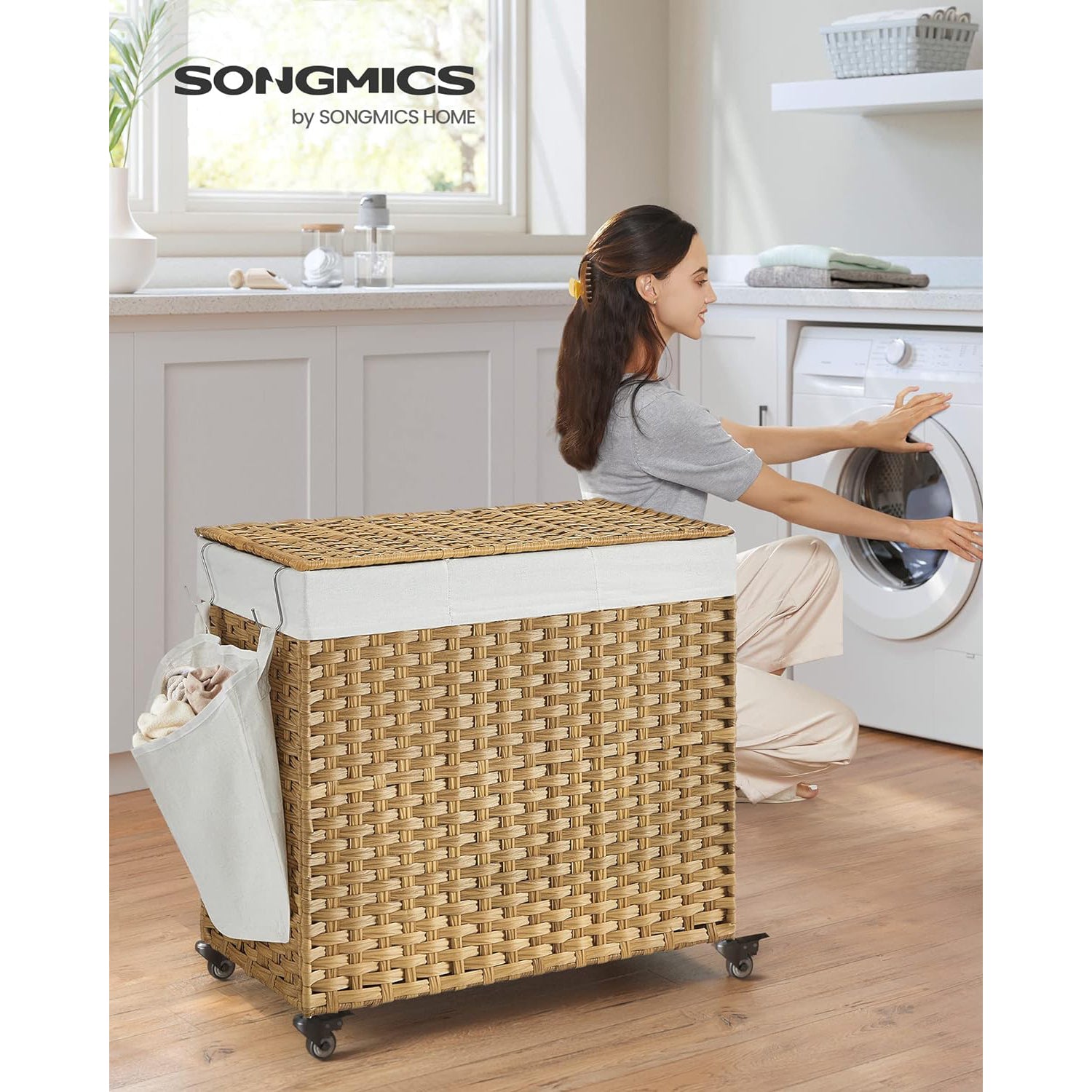 SONGMICS košara za rublje s poklopcem, 160 L, korpa za rublje, natural | SONGMICS-vitahome.hr