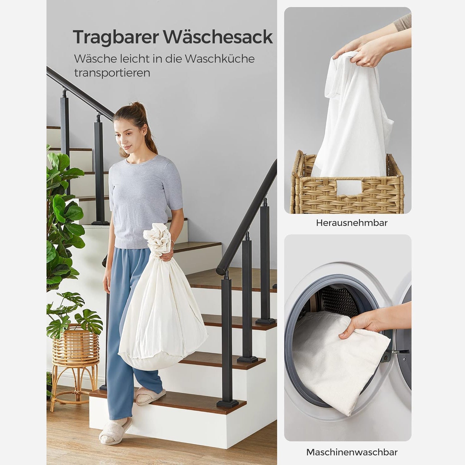 SONGMICS košara za rublje s poklopcem, 160 L, korpa za rublje, natural | SONGMICS-vitahome.hr