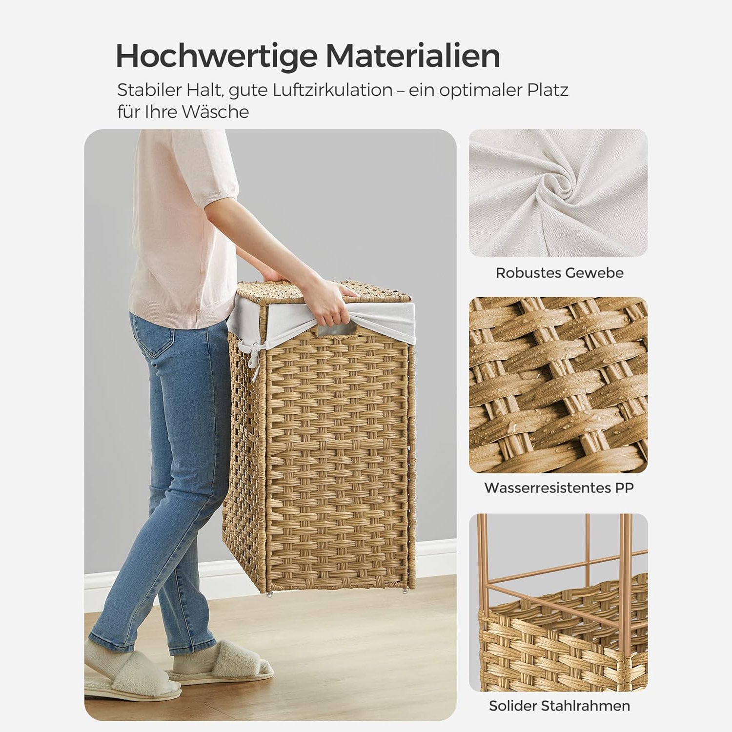 SONGMICS košara za rublje s poklopcem, 160 L, korpa za rublje, natural | SONGMICS-vitahome.hr
