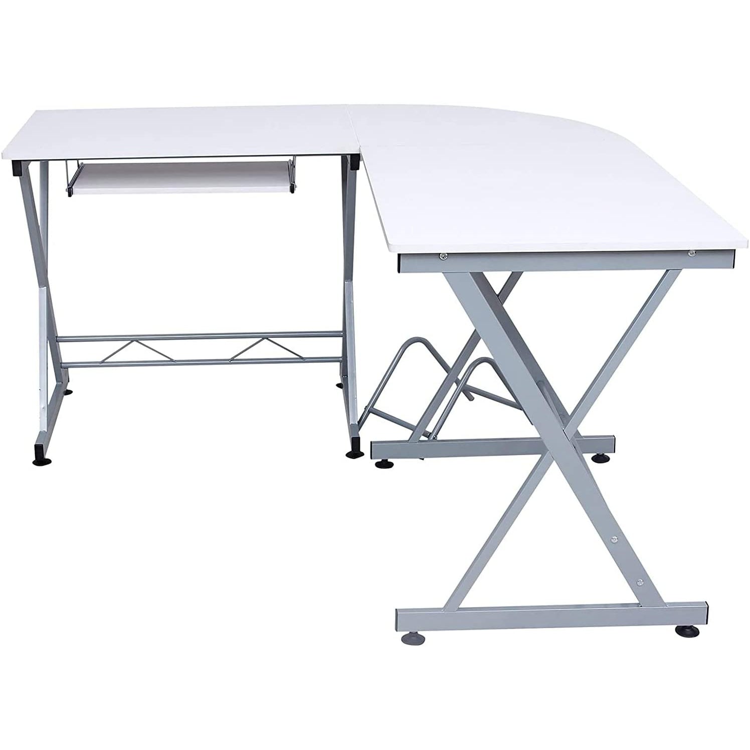 SONGMICS kutni stol za računalo, stol u obliku slova L 150 x 138 x 75 cm, bijeli | Vasagle-vitahome.hr