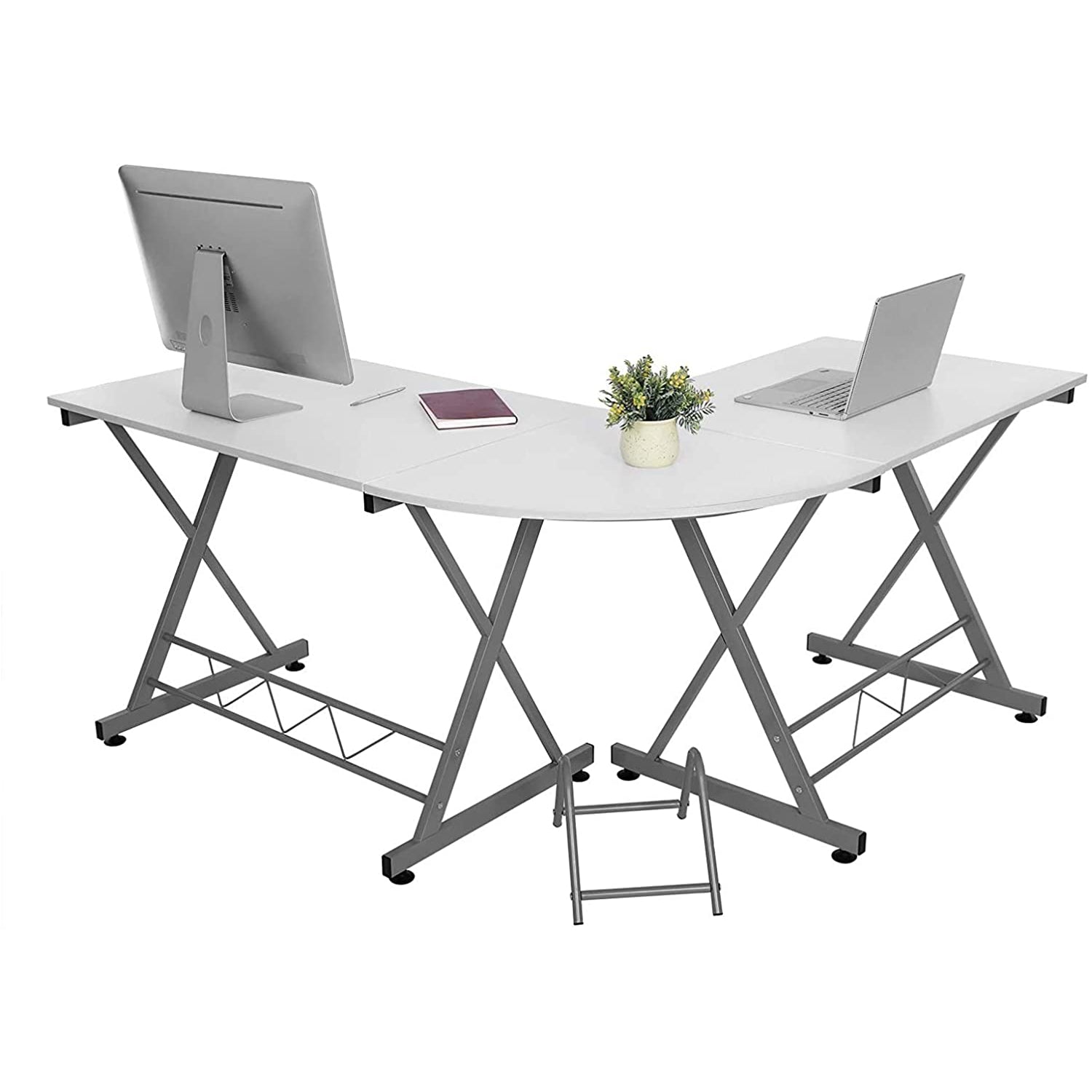 SONGMICS kutni stol za računalo, stol u obliku slova L 150 x 138 x 75 cm, bijeli | Vasagle-vitahome.hr