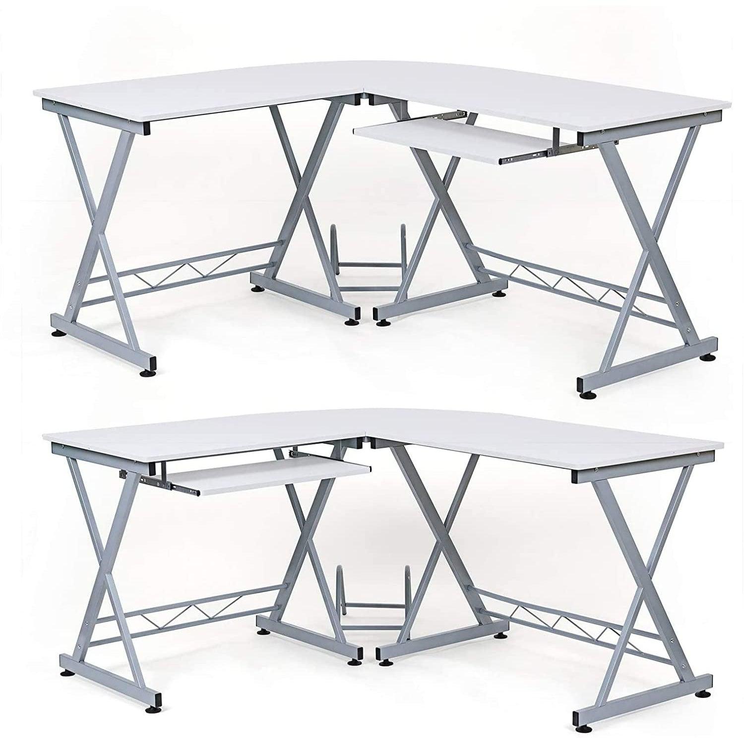 SONGMICS kutni stol za računalo, stol u obliku slova L 150 x 138 x 75 cm, bijeli | Vasagle-vitahome.hr