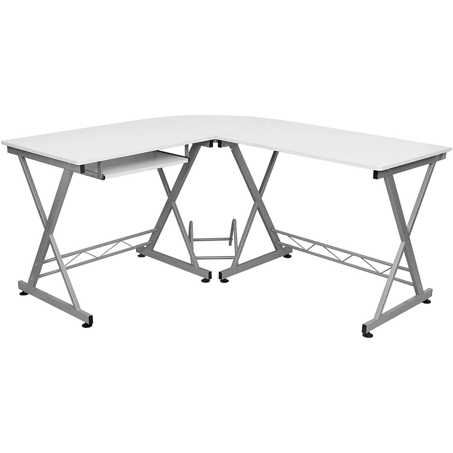 SONGMICS kutni stol za računalo, stol u obliku slova L 150 x 138 x 75 cm, bijeli | Vasagle-vitahome.hr