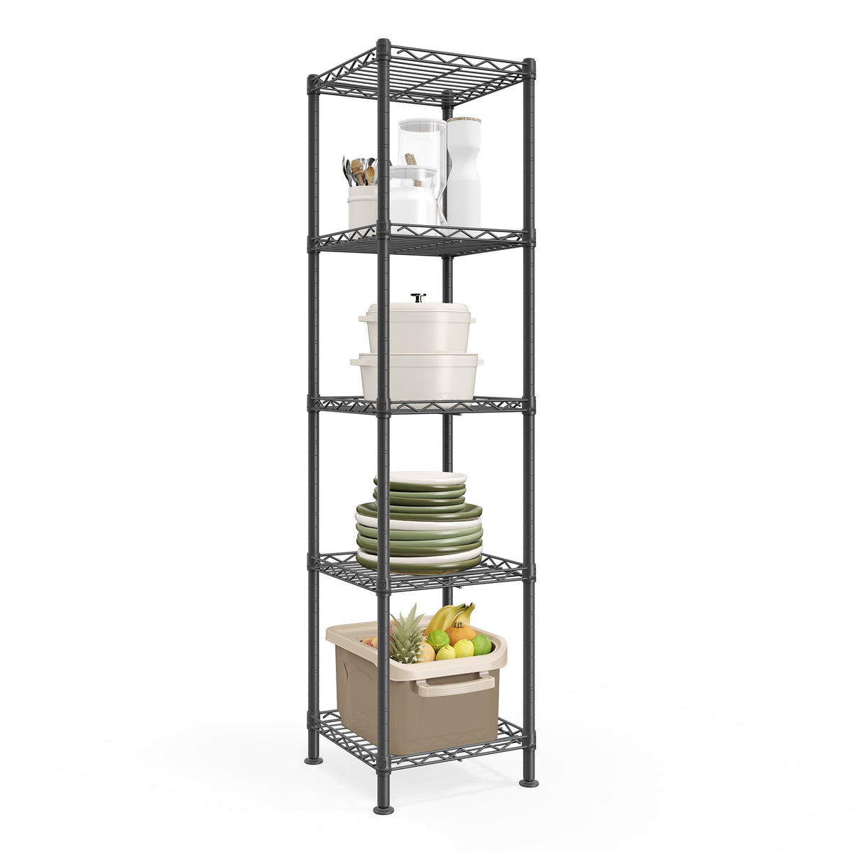 SONGMICS metalna polica za odlaganje s 5 razina, 30 x 30 x 121 cm, dubokocrna