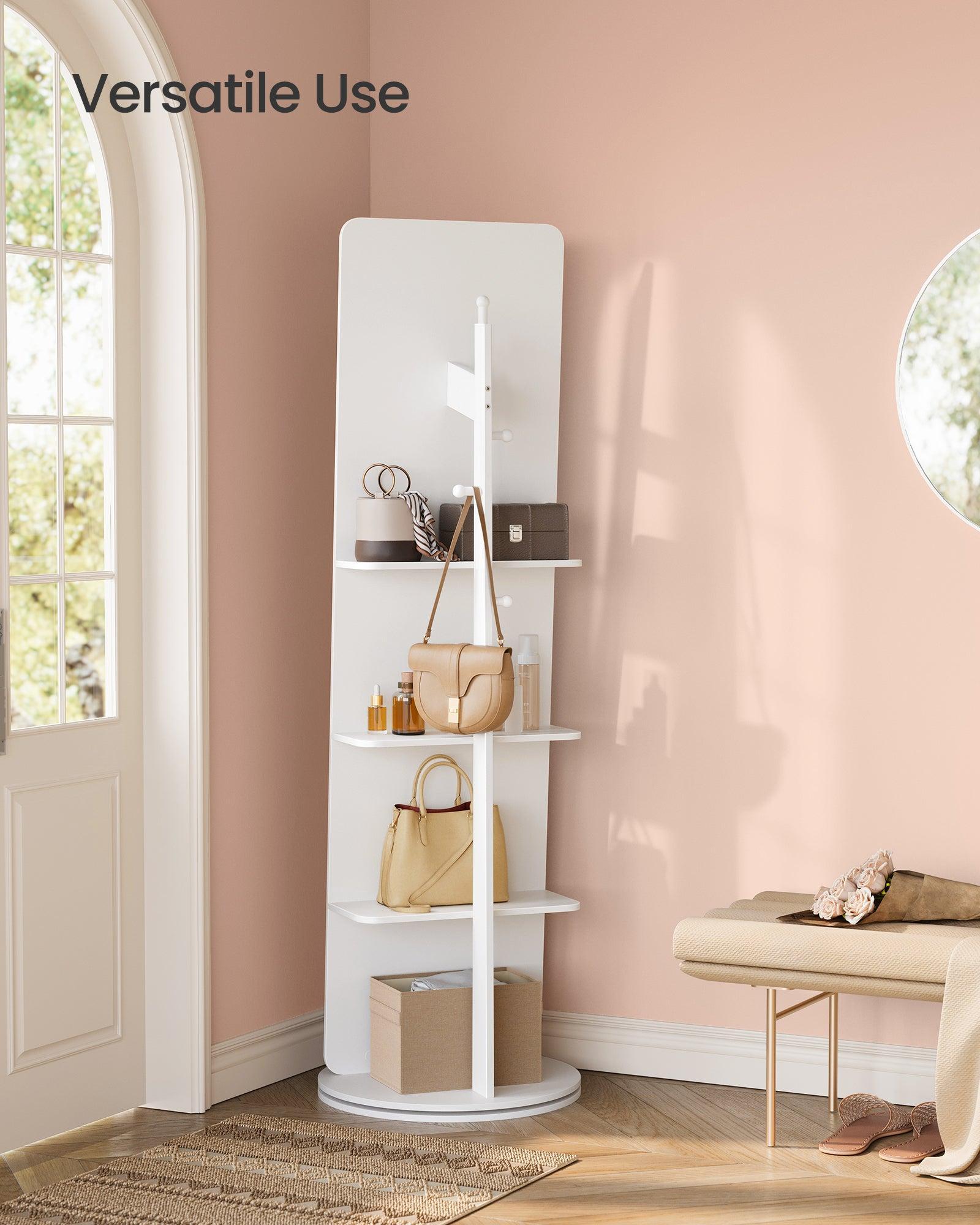 SONGMICS samostojeće ogledalo, okretno za 360°, 163 x 45 cm, oblačno bijela