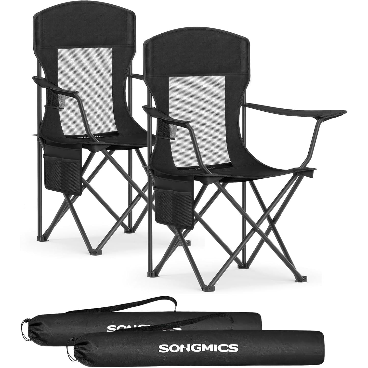 SONGMICS set kamperskih stolica (2 kom), sklopive vanjske stolice, crne boje
