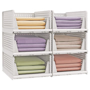 SONGMICS set košara za odlaganje odjeće koje se slažu jedna na drugu (6 kom), 43 x 33 x 18,5 cm, bijela