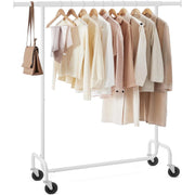 SONGMICS stalak za odjeću na kotačima, šipka na izvlačenje, max. 130 kg nosivost, mat bijela