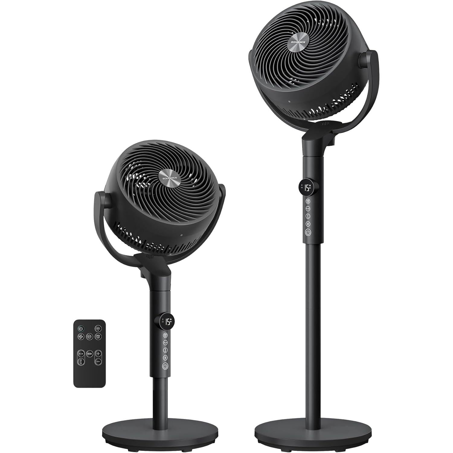 SONGMICS stojeći ventilator, tihi (20 dB) ventilator s postoljem i daljinskim upravljačem, crni