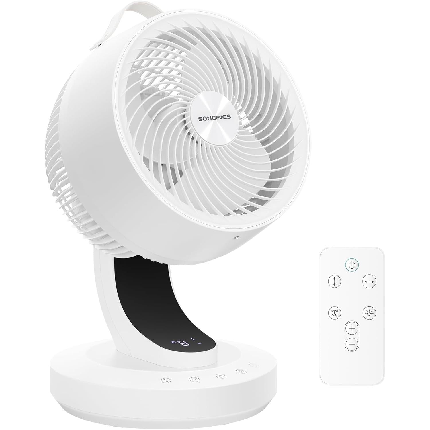 SONGMICS stolni ventilator s cirkulacijom zraka, LED zaslon i daljinski upravljač, bijeli