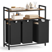 Sortirač rublja, košara za rublje s 3 vreće na izvlačenje, 3 × 40 L, smeđa i crna