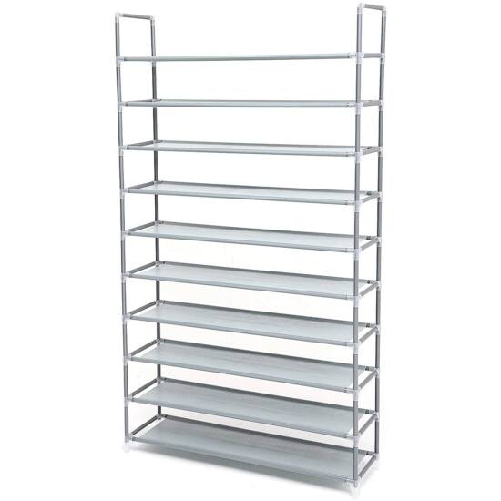Spremište za cipele na 10 razina za do 50 pari cipela, 100 x 29 x 175 cm, siva | SONGMICS-vitahome.hr