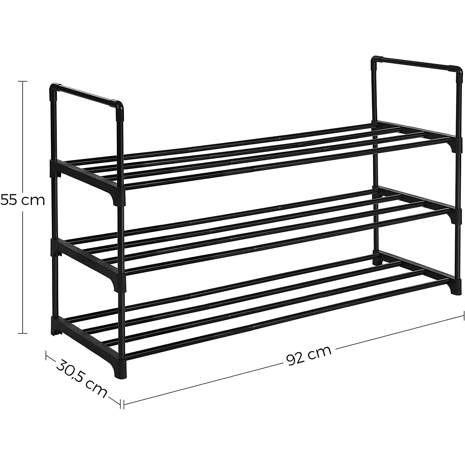 Spremište za cipele na 3 nivoa, 92 x 55 x 30,5 cm, crno | SONGMICS-vitahome.hr