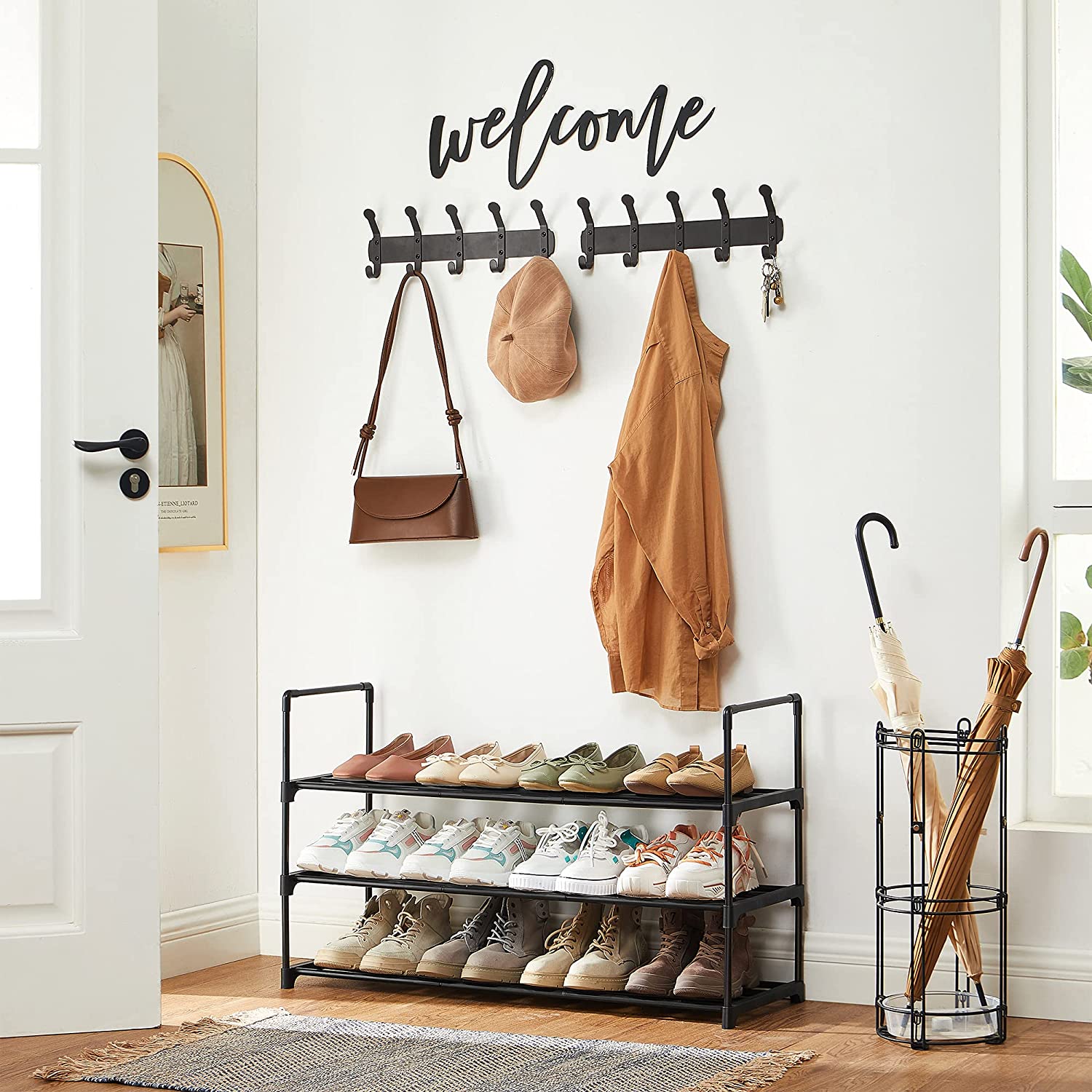 Spremište za cipele na 3 nivoa, 92 x 55 x 30,5 cm, crno | SONGMICS-vitahome.hr