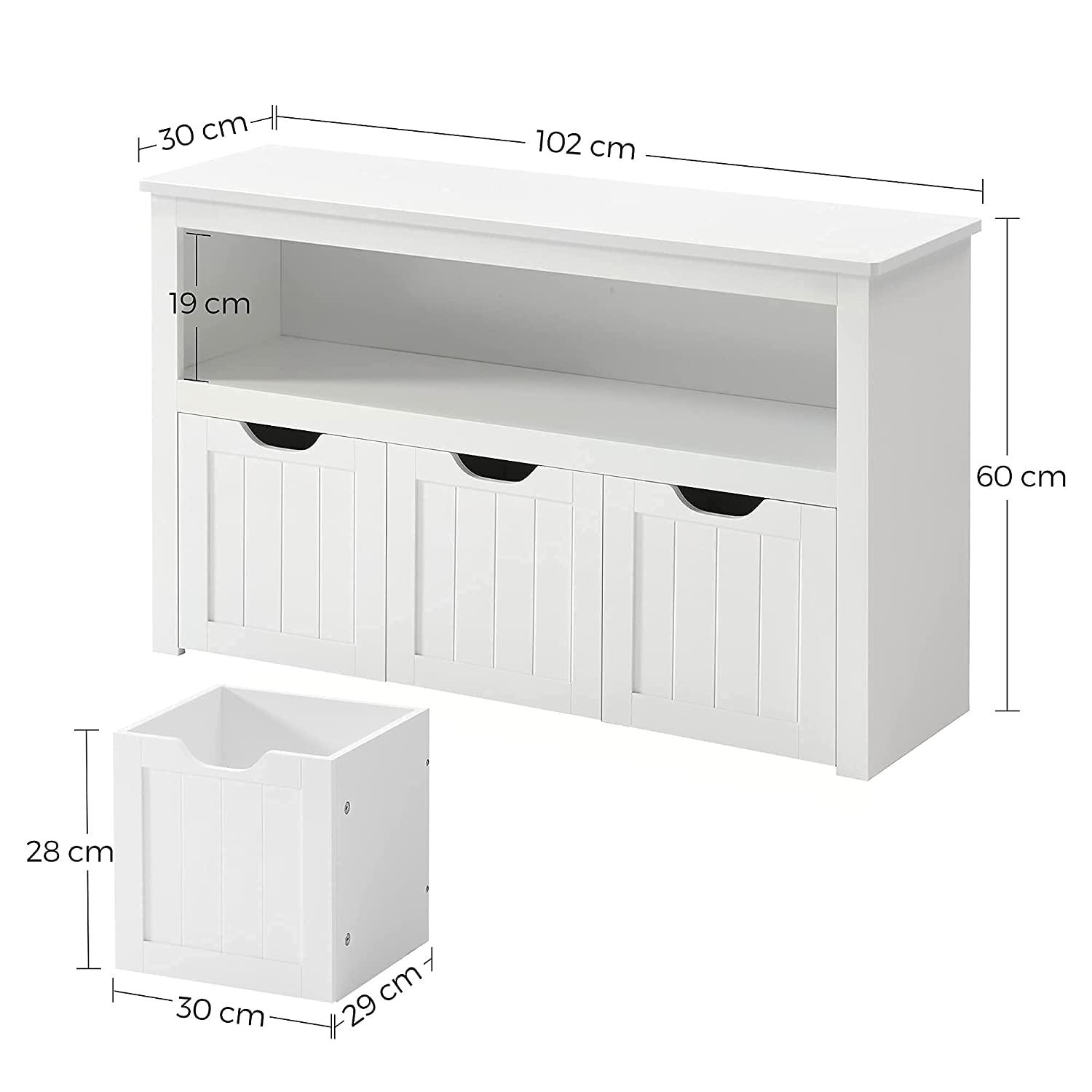 Spremište za igračke, kutija za pohranu s kotačima, 102 x 60 x 30 cm, bijela | VASAGLE-vitahome.hr
