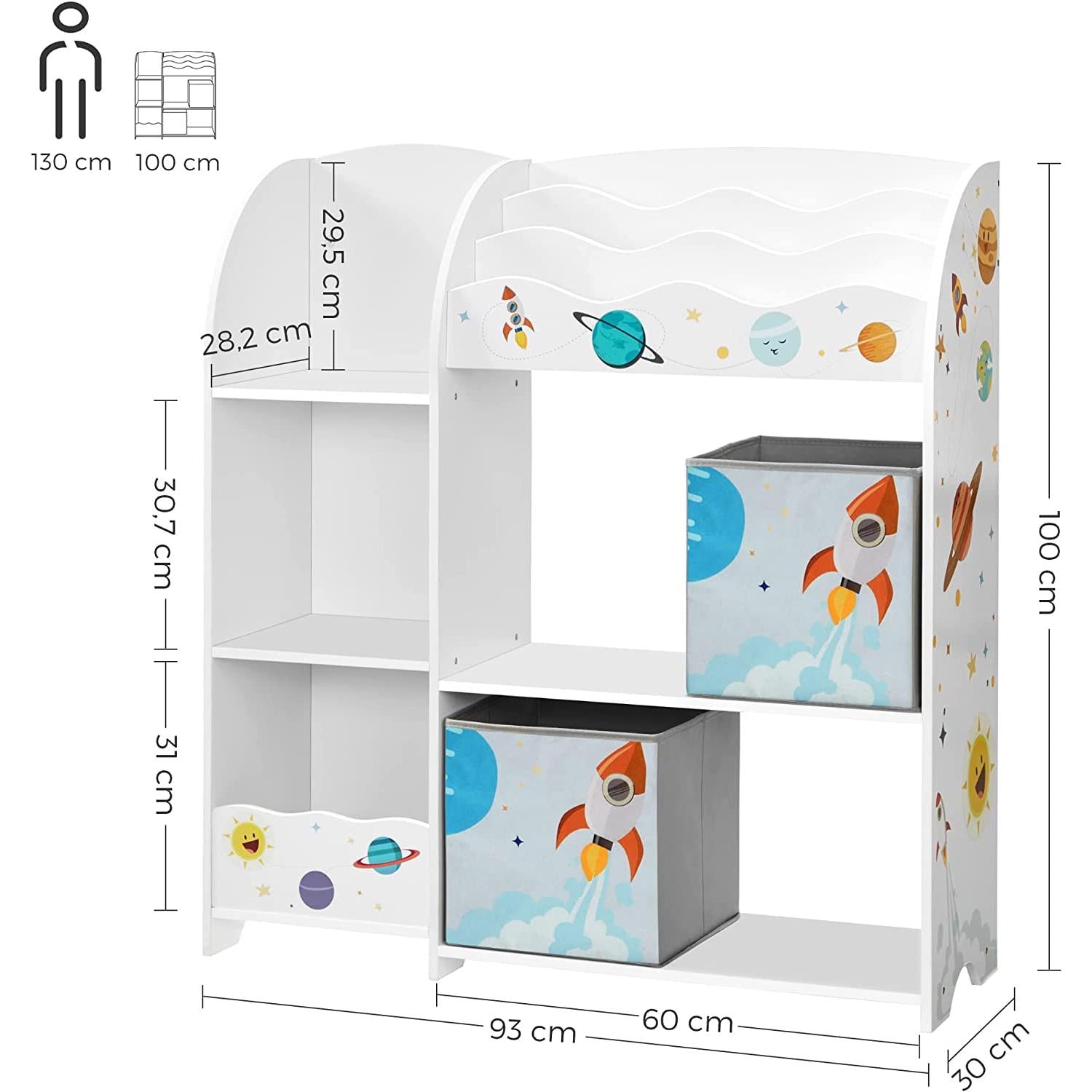 Spremište za igračke, polica za knjige za djecu 93 x 30 x 100 cm | SONGMICS-vitahome.hr