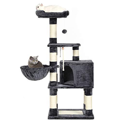 Stabil macskabútor, macskakaparó torony 138 cm, füstszürke-FEANDREA-Vita Home