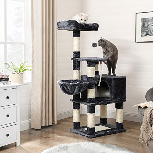 Stabil macskabútor, macskakaparó torony 138 cm, füstszürke-FEANDREA-Vita Home