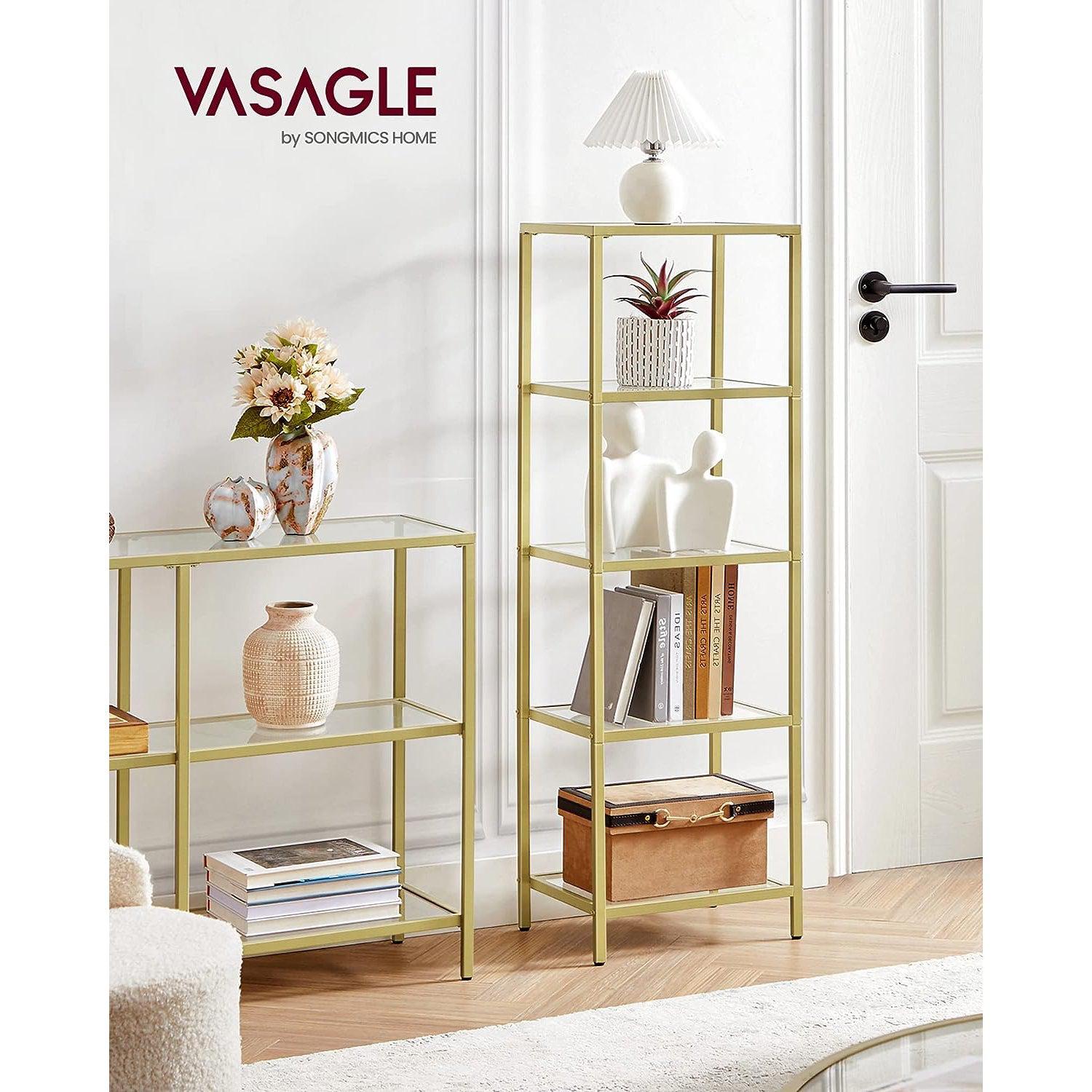 Staklena polica, 40 x 124,5 x 30 cm, zlatna | SONGMICS-vitahome.hr