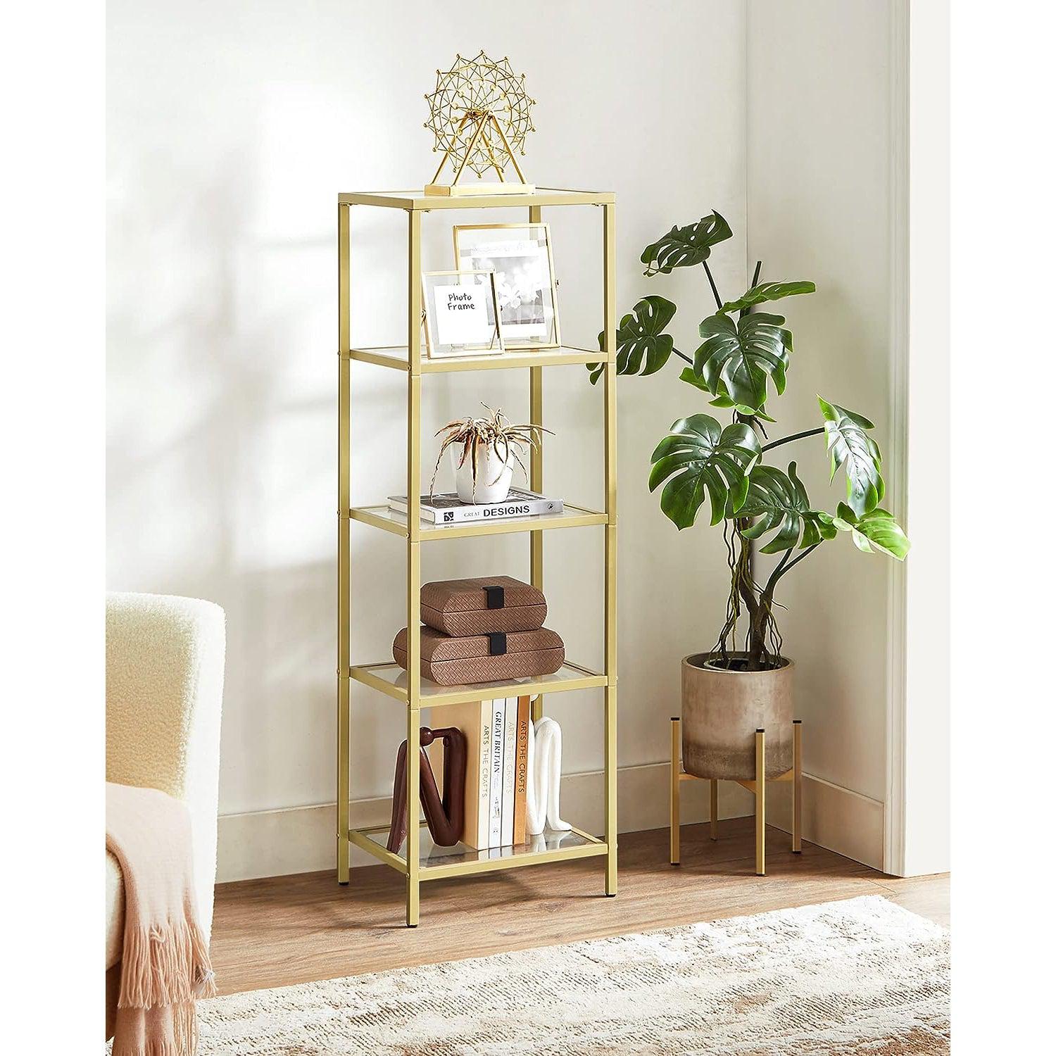 Staklena polica, 40 x 124,5 x 30 cm, zlatna | SONGMICS-vitahome.hr