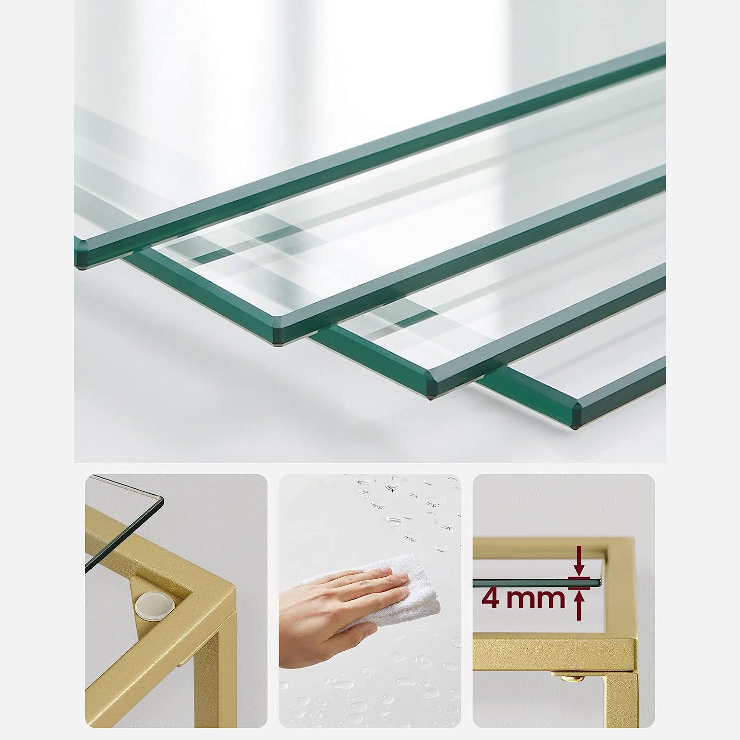 Staklena polica, 40 x 124,5 x 30 cm, zlatna | SONGMICS-vitahome.hr