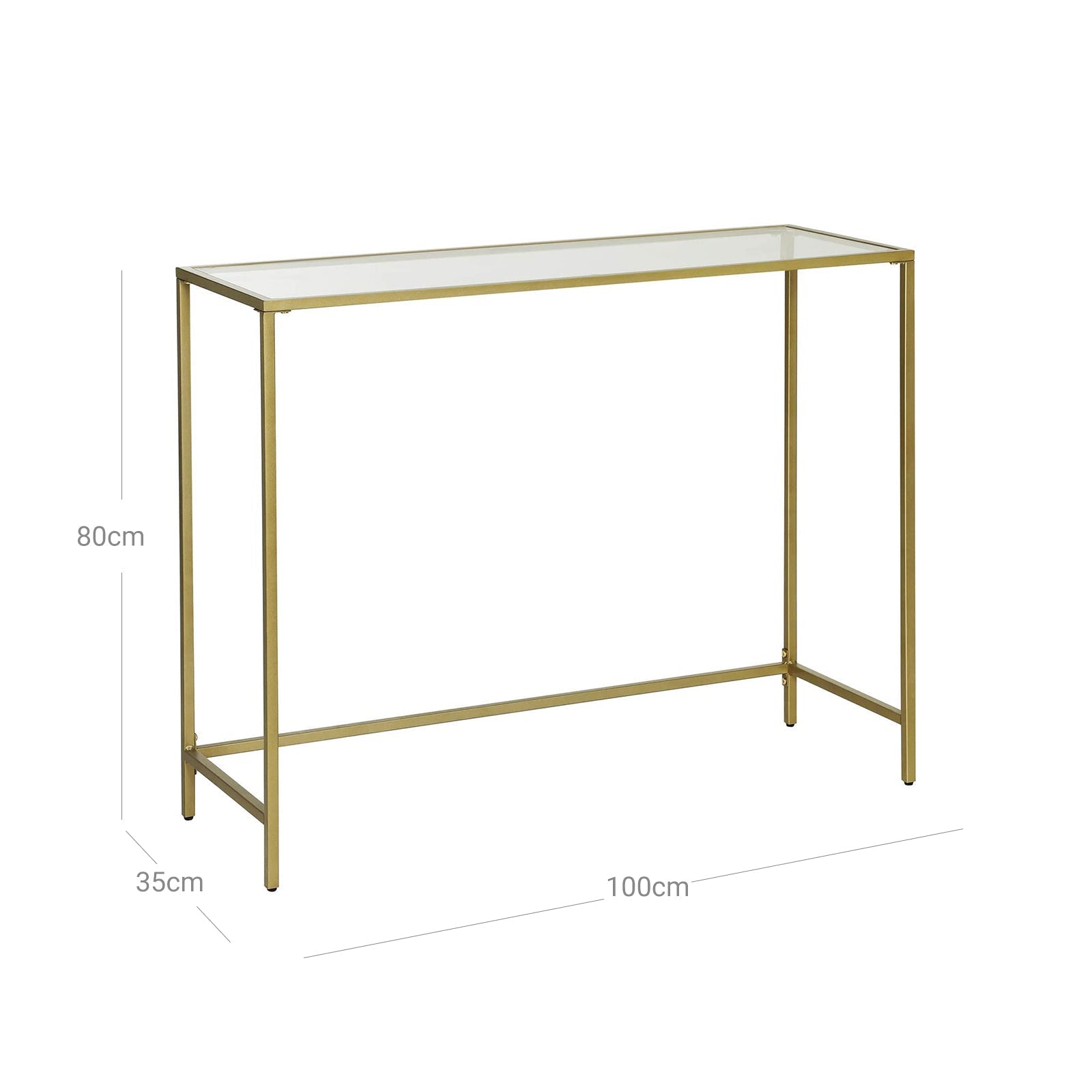 Stakleni konzolni stol 100 x 35 x 80 cm, zlatni | Vasagle-vitahome.hr