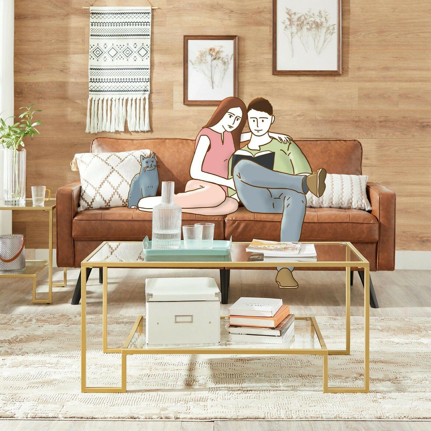 Stakleni stolić za kavu sa spremištem 100 x 45 x 55 cm | VASAGLE-vitahome.hr
