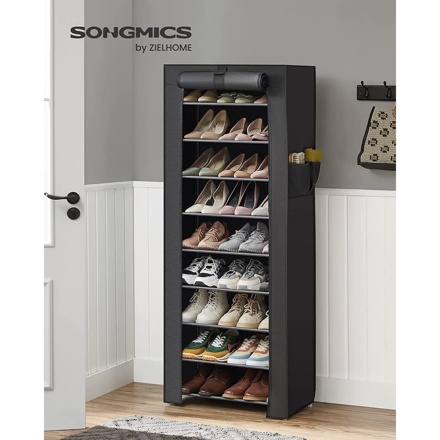 Stalak od tkanine na 10 razina, spremište za cipele, crni | SONGMICS-vitahome.hr
