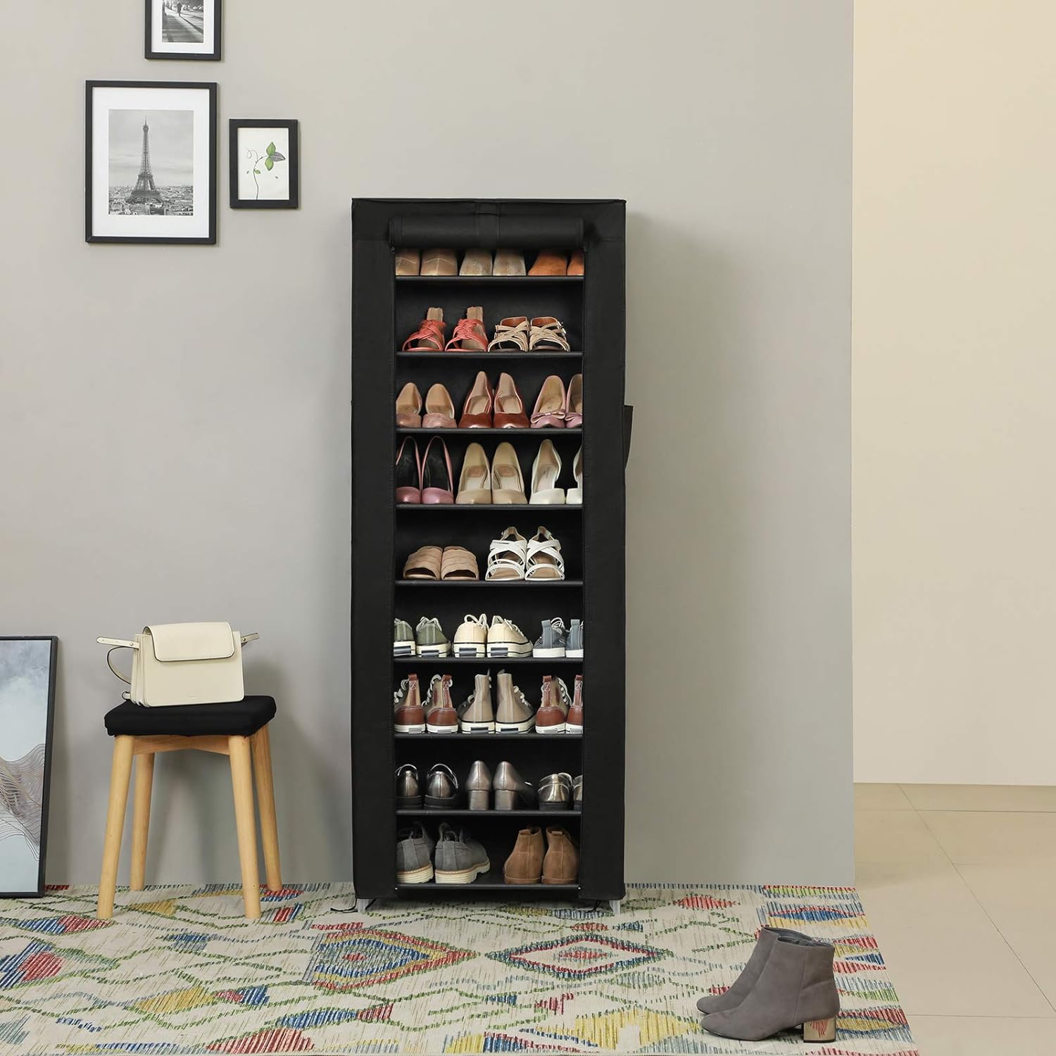 Stalak od tkanine na 10 razina, spremište za cipele, crni | SONGMICS-vitahome.hr
