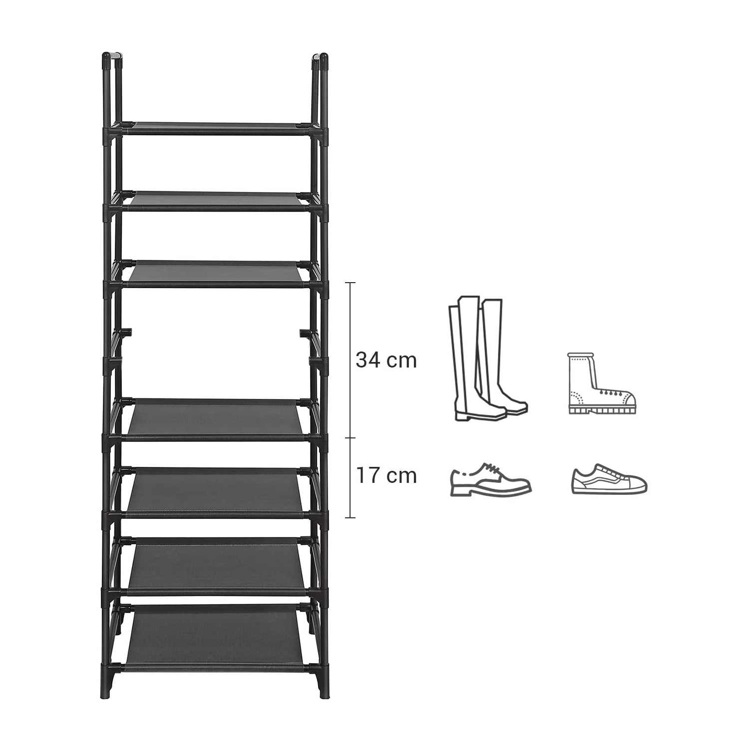 Stalak za 16-20 pari cipela, višenamjenski organizator, 46x28x145cm, crni| SONGMICS | SONGMICS-vitahome.hr