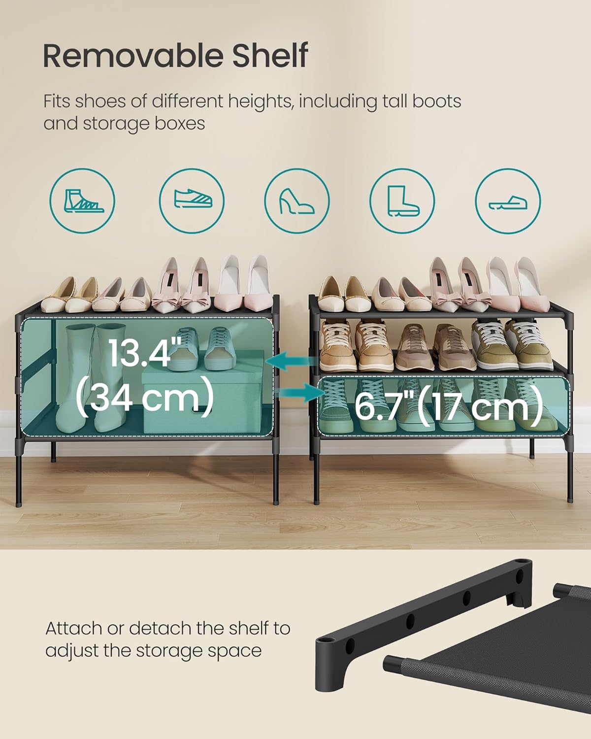 Stalak za cipele na 3 razine 29,7 x 62,3 x 53,5 cm, crni