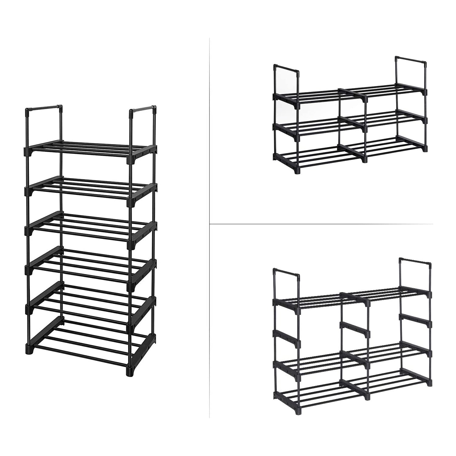 Stalak za cipele na 6 razina, željezni sustav, 45 x 106 x 30 cm, crni | SONGMICS-vitahome.hr